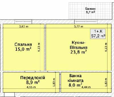 1-комнатная 57.2 м² в ЖК на пер. 1-й Константиновича, 13 от 23 050 грн/м², Винница