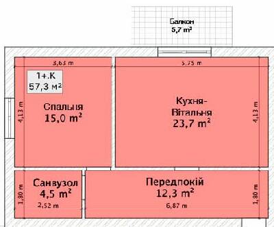 1-кімнатна 57.3 м² в ЖК на пров. 1-й Константиновича, 13 від 23 050 грн/м², Вінниця