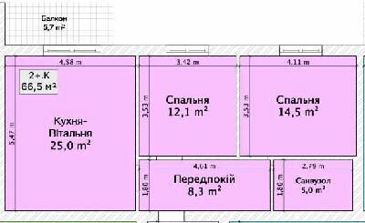 2-кімнатна 66.5 м² в ЖК на пров. 1-й Константиновича, 13 від 21 000 грн/м², Вінниця