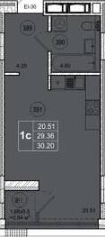 1-комнатная 30.2 м² в ЖК Смарт Сити от 20 500 грн/м², Житомир