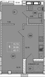1-кімнатна 40.11 м² в ЖК Смарт Сіті від 22 000 грн/м², Житомир