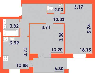 2-кімнатна 54.38 м² в ЖК Park Residence від 17 500 грн/м², Запоріжжя