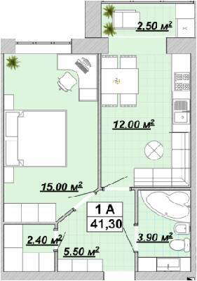 1-комнатная 41.3 м² в ЖР Княгинин от 12 300 грн/м², Ивано-Франковск