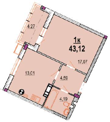 1-кімнатна 43.12 м² в ЖК Родинний маєток від 25 500 грн/м², Вінниця