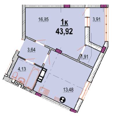 1-кімнатна 43.92 м² в ЖК Родинний маєток від 25 500 грн/м², Вінниця