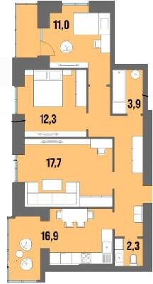 3-комнатная 78.1 м² в ЖК Dream Town от 20 650 грн/м², Луцк
