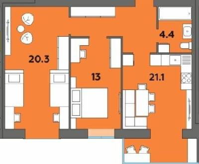 2-кімнатна 66.4 м² в ЖК Orange City від 17 950 грн/м², м. Вараш