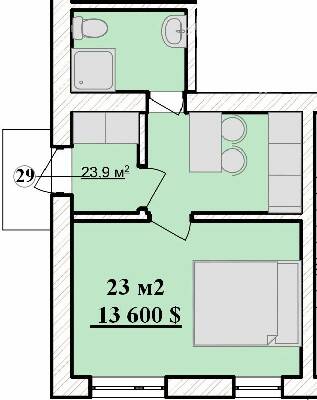 1-комнатная 24.8 м² в ЖК Серебряная Подкова от 18 750 грн/м², Ровно