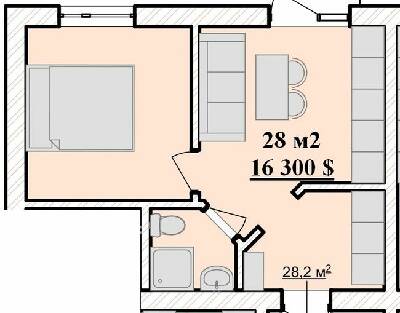 1-кімнатна 28 м² в ЖК Срібна Підкова від 18 750 грн/м², Рівне