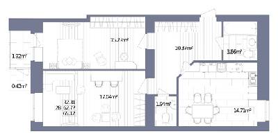 2-кімнатна 65.12 м² в ЖК Oliva від 19 000 грн/м², м. Горишні Плавні
