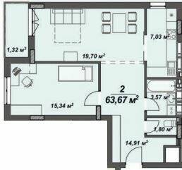 2-комнатная 63.67 м² в ЖК Crystal от 23 150 грн/м², Ужгород