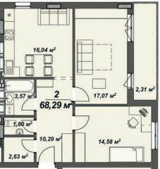 2-кімнатна 68.29 м² в ЖК Crystal від 23 150 грн/м², Ужгород