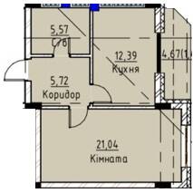 1-кімнатна 46.13 м² в ЖК Графіт від 16 000 грн/м², Ужгород