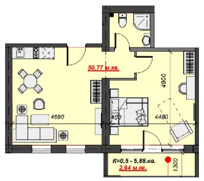 1-комнатная 53.71 м² в ЖК Green Park Resort от 26 600 грн/м², с. Поляна