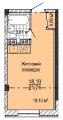 1-кімнатна 21.71 м² в ЖК НАДІЯ від 21 700 грн/м², Харків