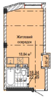 1-кімнатна 22.49 м² в ЖК НАДІЯ від 21 700 грн/м², Харків