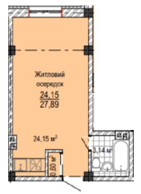 1-кімнатна 27.89 м² в ЖК НАДІЯ від 19 150 грн/м², Харків