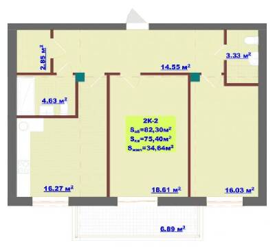2-комнатная 82.3 м² в ЖК Dream House от 28 400 грн/м², Херсон