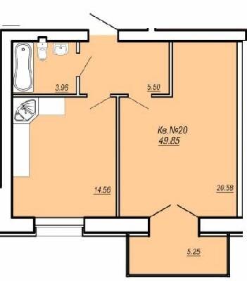 1-комнатная 49.85 м² в ЖК Уютный от 17 600 грн/м², г. Умань
