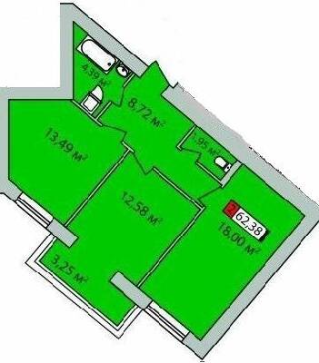 2-комнатная 62.38 м² в ЖК Парковый квартал от 17 000 грн/м², Черкассы