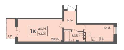 1-кімнатна 42.37 м² в ЖК Scandia від 19 000 грн/м², м. Бровари