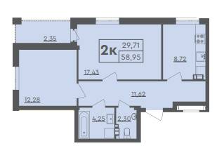 2-комнатная 58.95 м² в ЖК Scandia от 17 500 грн/м², г. Бровары