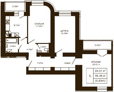 3-комнатная 95.38 м² в ЖК Чайка от 23 500 грн/м², с. Чайки