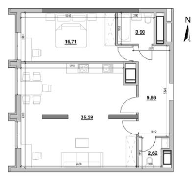 1-комнатная 72.68 м² в ЖК Nordica Residence от 63 142 грн/м², Киев