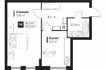 1-кімнатна 38.8 м² в ЖК Obriy 2 від 25 000 грн/м², Львів