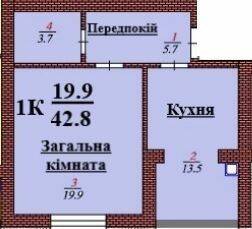 1-комнатная 42.8 м² в ЖК Дмитровский от 15 500 грн/м², с. Дмитровка