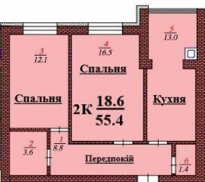 2-комнатная 55.4 м² в ЖК Дмитровский от 15 500 грн/м², с. Дмитровка