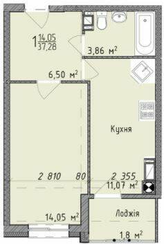 1-комнатная 37.28 м² в ЖК Гармония от 13 500 грн/м², Львов