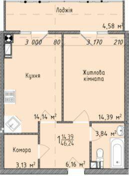 1-комнатная 46.24 м² в ЖК Гармония от 13 500 грн/м², Львов