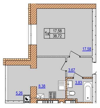 1-комнатная 38.72 м² в ЖК AGAM от 30 000 грн/м², с. Крюковщина