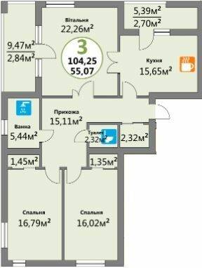 3-комнатная 104.25 м² в ЖК Эко-дом на Надежной от 15 500 грн/м², Львов