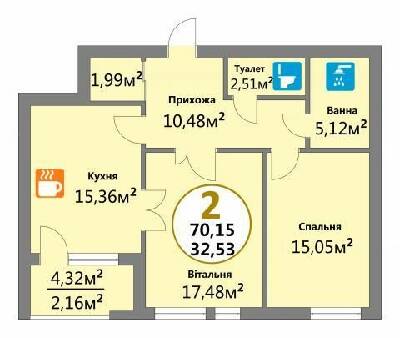 2-комнатная 70.15 м² в ЖК Эко-дом на Надежной от 15 500 грн/м², Львов