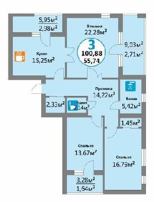 3-комнатная 100.88 м² в ЖК Эко-дом на Надежной от 15 500 грн/м², Львов