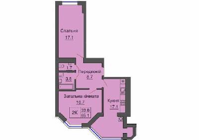 2-кімнатна 65.1 м² в ЖК Sofia Nova від 35 000 грн/м², с. Новосілки
