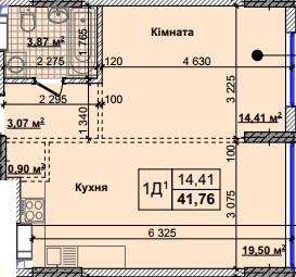 1-кімнатна 41.76 м² в ЖК Нові Теремки від 18 500 грн/м², с. Новосілки