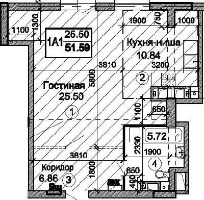 1-комнатная 58.19 м² в ЖК Триумф от 23 000 грн/м², Днепр