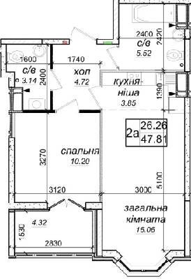 2-комнатная 47.81 м² в ЖК Одесский бульвар от 21 000 грн/м², с. Новоселки