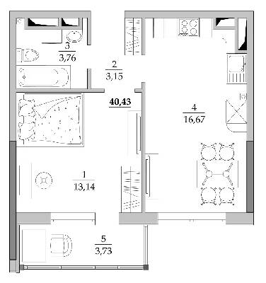 1-комнатная 43.3 м² в Мкрн Таировские сады от 20 150 грн/м², с. Лиманка