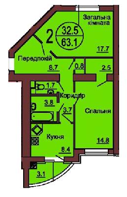 2-кімнатна 63.1 м² в ЖК Софія Клубний від 26 000 грн/м², с. Софіївська Борщагівка