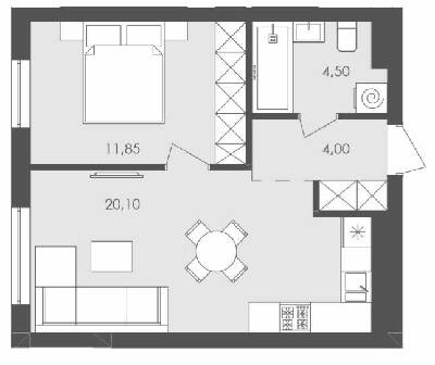 1-кімнатна 40.45 м² в ЖК Avalon Holiday від 17 000 грн/м², с. Сокільники