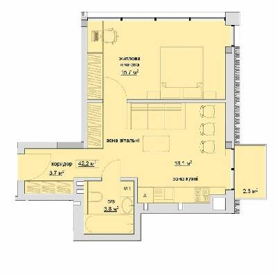 1-комнатная 42.2 м² в ЖК Grand Village от 19 500 грн/м², с. Сокольники