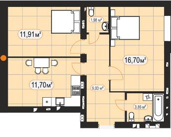 2-кімнатна 57.6 м² в ЖК Баск&Вілль від 12 800 грн/м², м. Ірпінь