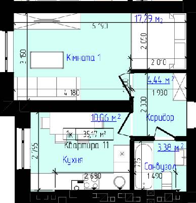 1-комнатная 35.17 м² в ЖК Viking Home от 16 500 грн/м², г. Ирпень