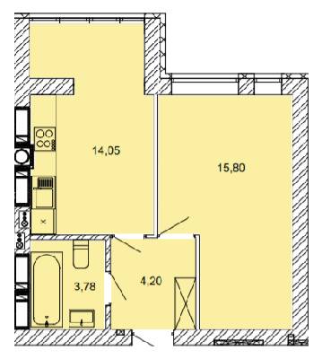 1-кімнатна 37.84 м² в ЖК Найкращий квартал від 22 000 грн/м², м. Ірпінь