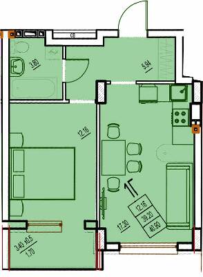 1-комнатная 41.81 м² в ЖК DERBY Style House от 27 250 грн/м², Одесса
