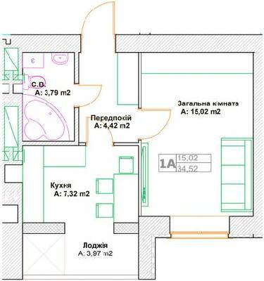 1-комнатная 34.52 м² в ЖК Фортуна-2 от 27 400 грн/м², г. Ирпень